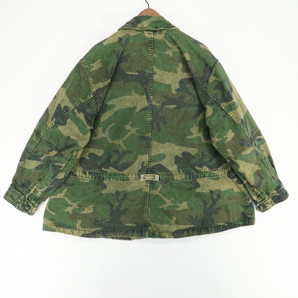 Free People Seize The Day Jacket Womens Medium Green Camo Utility Military - Picture 2 of 9